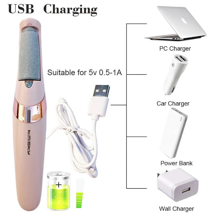 Rechargeable Electric Pedi Foot Filer Effective Callus Remover For Soft Smooth Feet