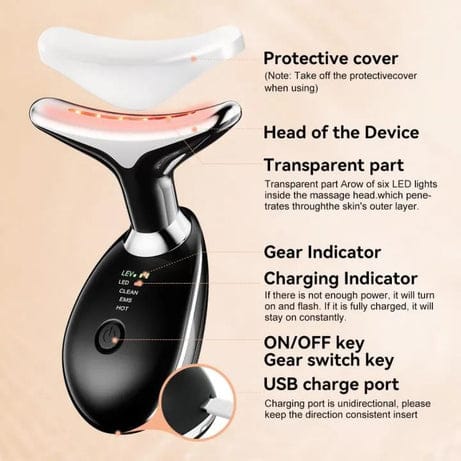 Rechargeable Neck & Face Massager with EMS Microcurrent.