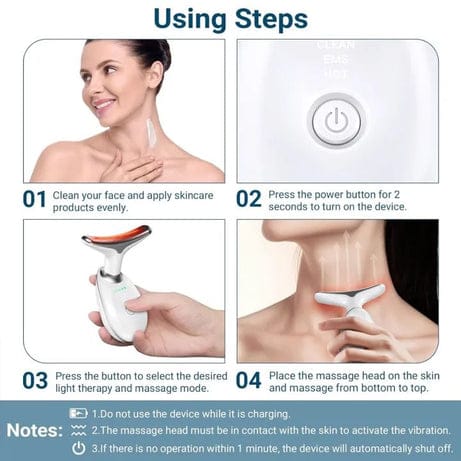Rechargeable Neck & Face Massager with EMS Microcurrent.